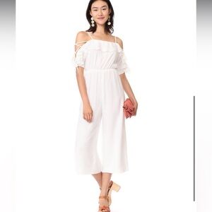 Club Monaco white ruffled jumpsuit